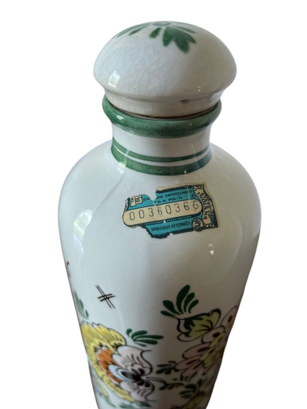 Vintage Bols Delft Polychrome Ceramic Gin Bottle Holland Handwerk Floral Decor - Picture 11 of 11